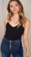 SPAGHETTI STRAP V-NECK TOP