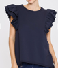 Ruffled Scalloped Sleeves French Terry Top