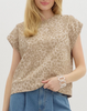 Leopard Print Sleeveless Top with Stud Accented Shoulders