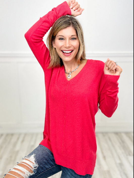 Viscose Front Seam Long Sleeve Sweater