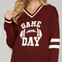 Long Sleeve V-Neck Varsity Sweater Top
