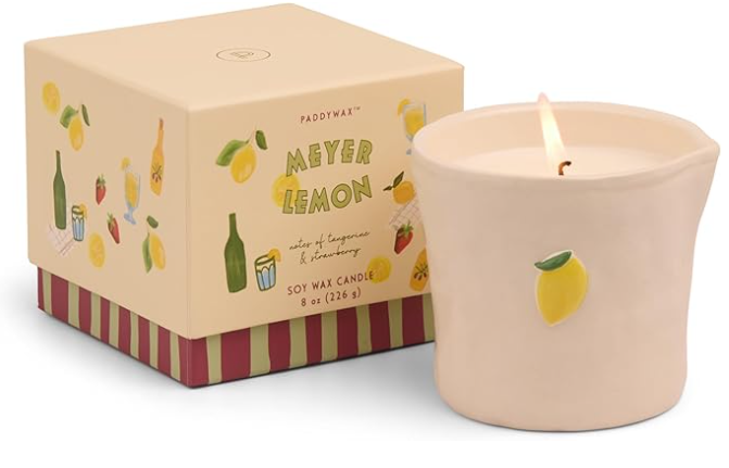 Paddywax Scented Candle in Ceramic Reusable Food-Safe Jar with Gift Box