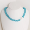 Handmade Blue Pearl Glass Cat Eye Stone Beaded Choker