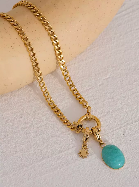 Blue Gemstone Necklace Natural Stone Necklace