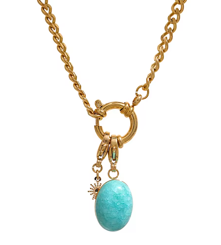Blue Gemstone Necklace Natural Stone Necklace