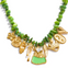 Green Shell Chain Flower Charms Pendant Drop Necklace