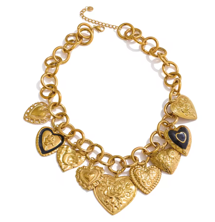 Vintage HEARTS Charm Necklace