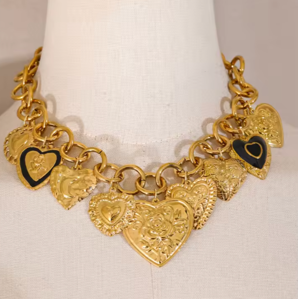 Vintage HEARTS Charm Necklace
