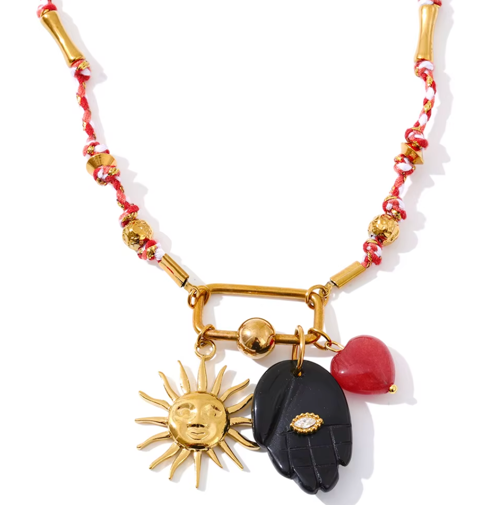 Acrylic Pendant Wrapped Necklace