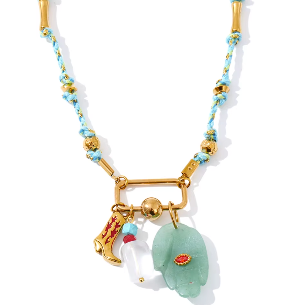 Acrylic Pendant Wrapped Necklace