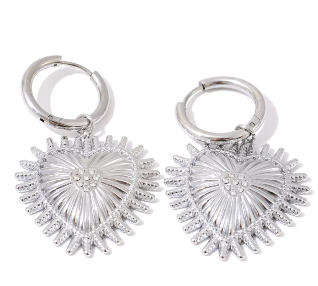 Vintage European Style Zircon Inlaid Gold Plated Heart