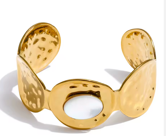 Hammered Open Oval Cuff Bracelet