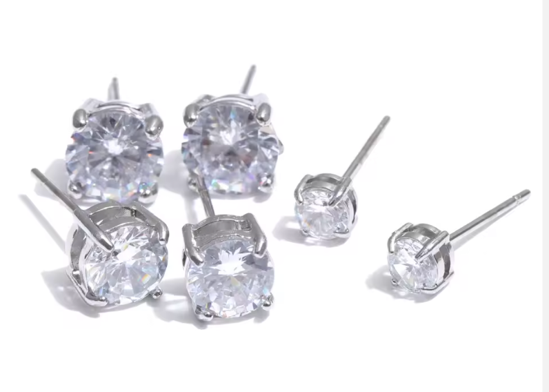 Cubic Zirconia Stud Earring Set