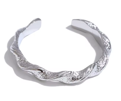 Twisted Gold Plated Open Ring Adjustable Stainless Steel Ring