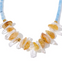 Transparent Blue Natural Stone Gold Beads Pendant Necklace
