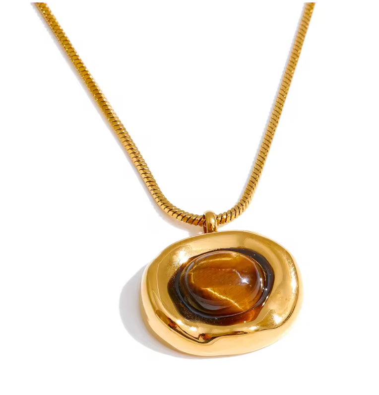 Snake Chain with Tigers Eye Stone Necklace