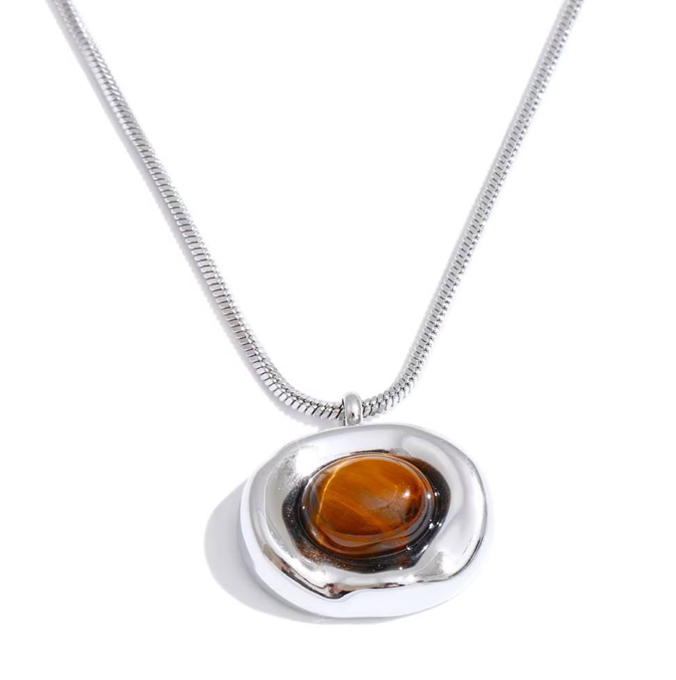 Snake Chain with Tigers Eye Stone Necklace