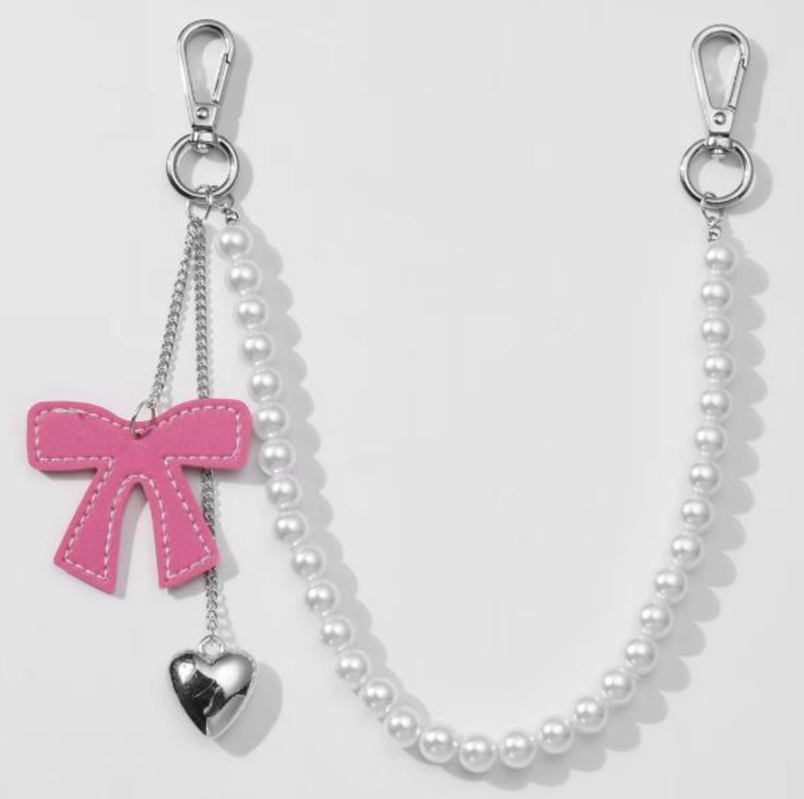 Silver Heart with Pearls and Heart Purse Charm