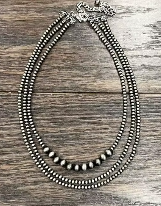 17 Inches 3 Strand Bead Necklace