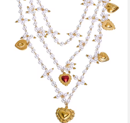 Multi Layer Pearl Beaded Necklace