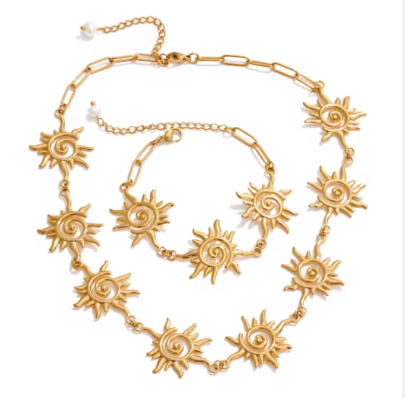 Sun Pearl Design Necklace or Bracelet