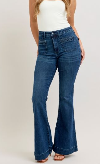 Judy Blue FLARE AFFAIR High-Waist Pintuck Flare Jeans