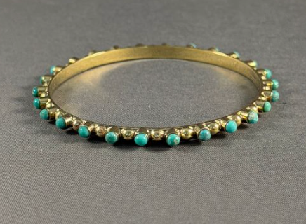 Brass alternating ball/stone bangle