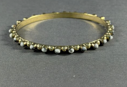 Brass alternating ball/stone bangle