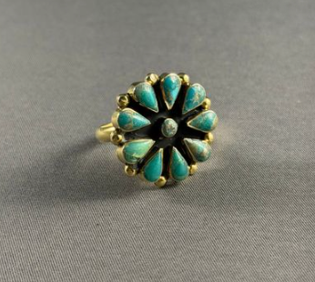 Brass 1" Circle cluster adjustable ring