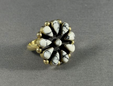Brass 1" Circle cluster adjustable ring