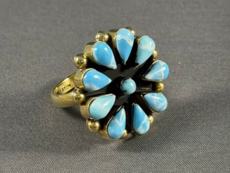 Brass 1" Circle cluster adjustable ring