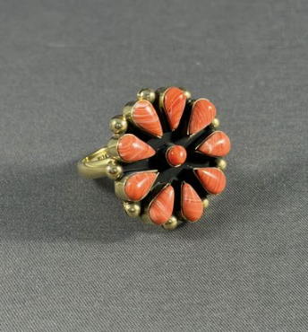 Brass 1" Circle cluster adjustable ring