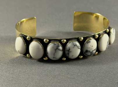 Brass 7 oval stone cuff