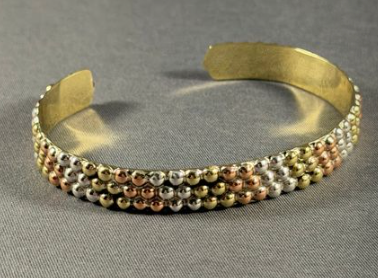 Brass/Sterling Silver/Copper multi ball cuff