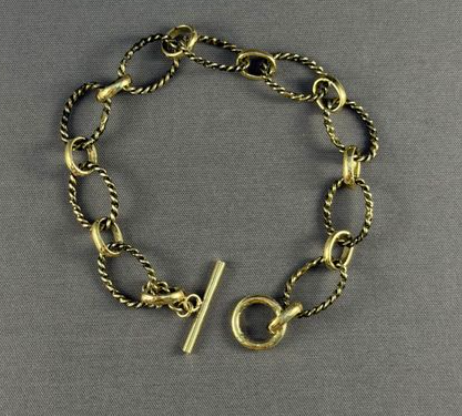 Brass alternating cable/smooth chain bracelet