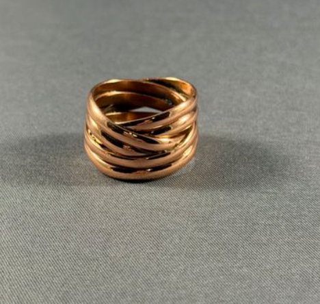 Copper Multi Line Thick Band Ring