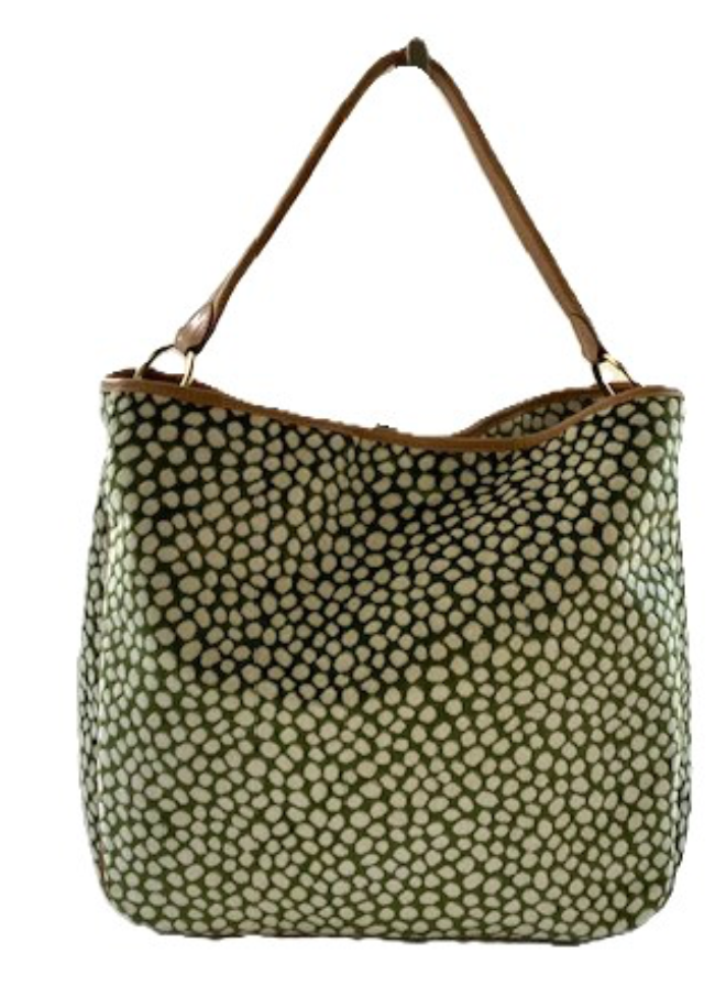 OLIVIA: IVORY CHENILLE DOTS ON GRASS GREEN VELVET
