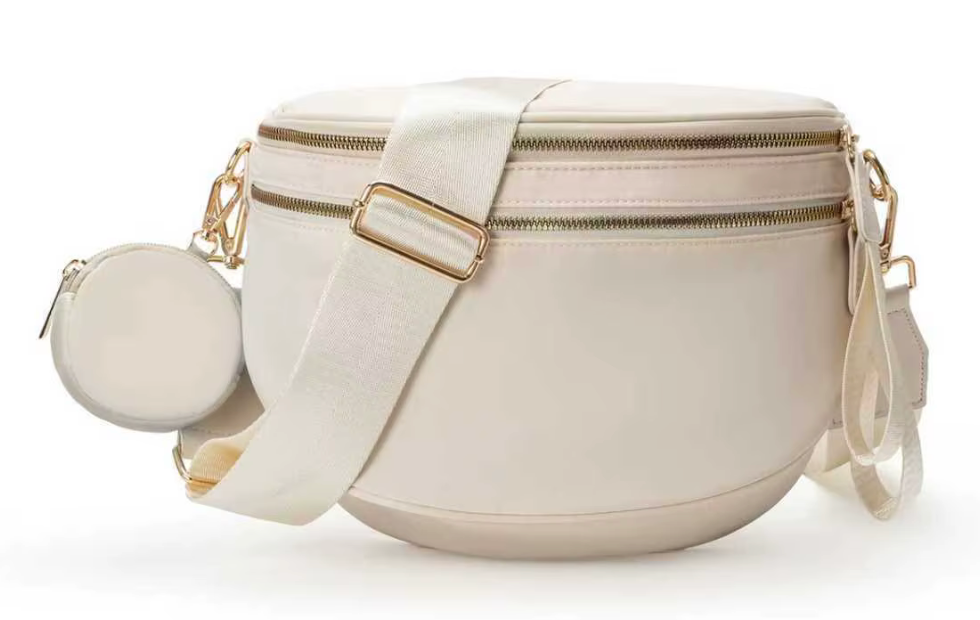 Nylon Bum Bag / Fanny Pack Solid Beige