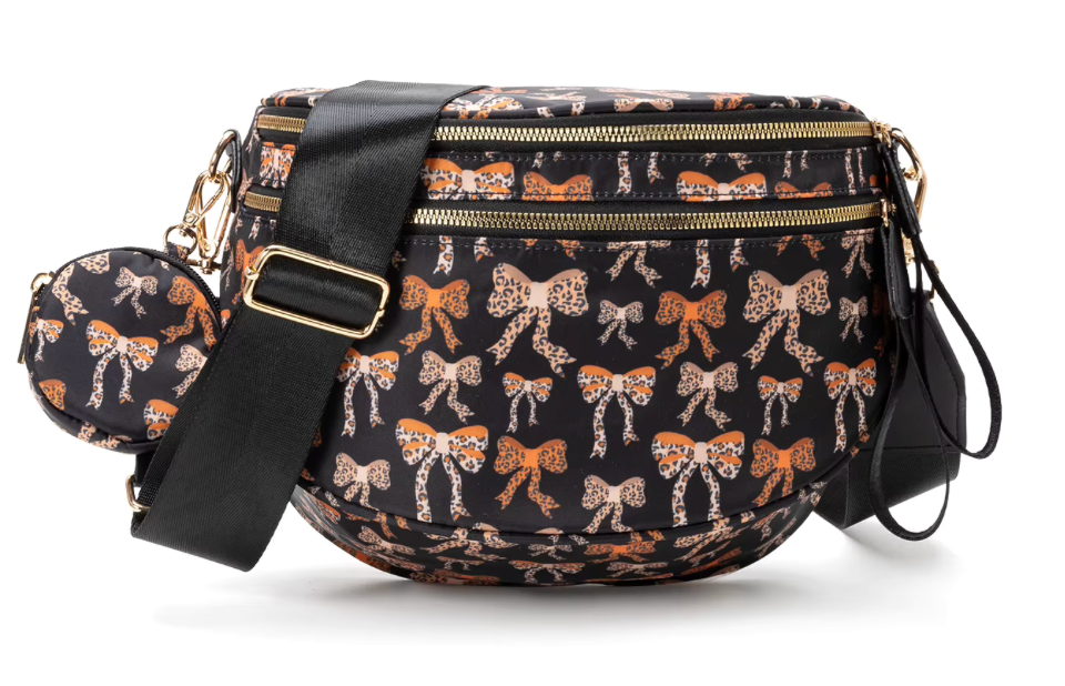 Nylon Bum Bag / Fanny Pack Leopard Bow Pattern