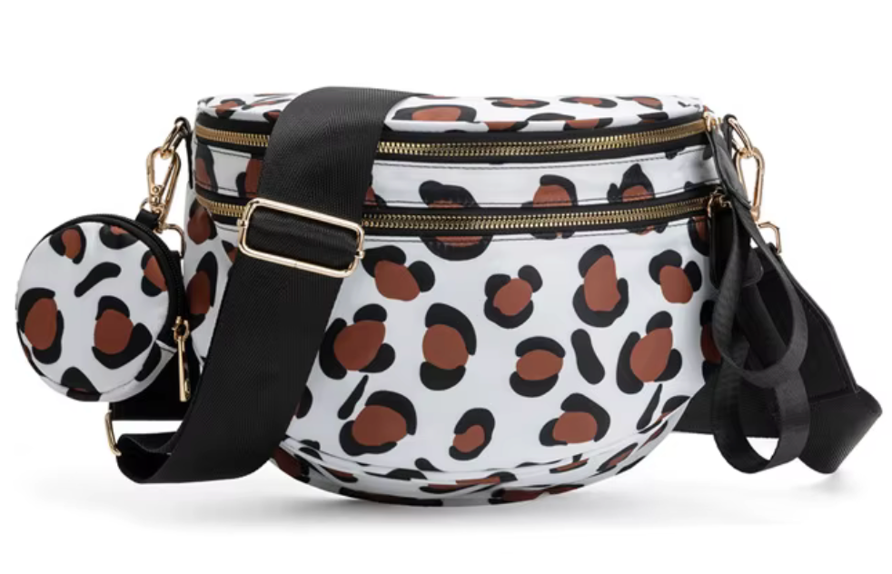 Nylon Bum Bag / Fanny Pack White Cheetah