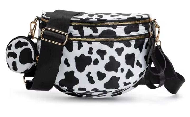 Nylon Bum Bag / Fanny Pack Cow Print