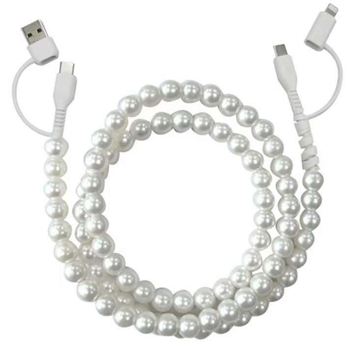 2 in 2 Type-C 5A Fast Charging Cord - White Pearl