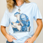 Stitched Denim Santa and Baby Jesus Graphic Tee
