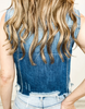 Risen Distressed Sleeveless Denim Crop Vest
