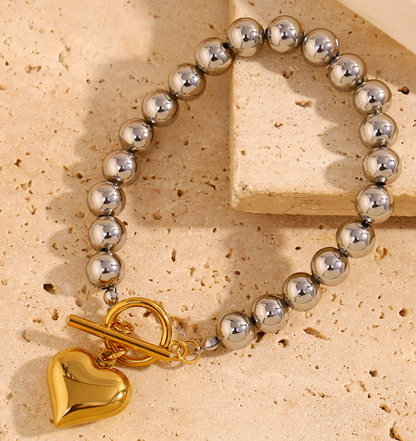 Puffy Heart Necklace & Bracelet