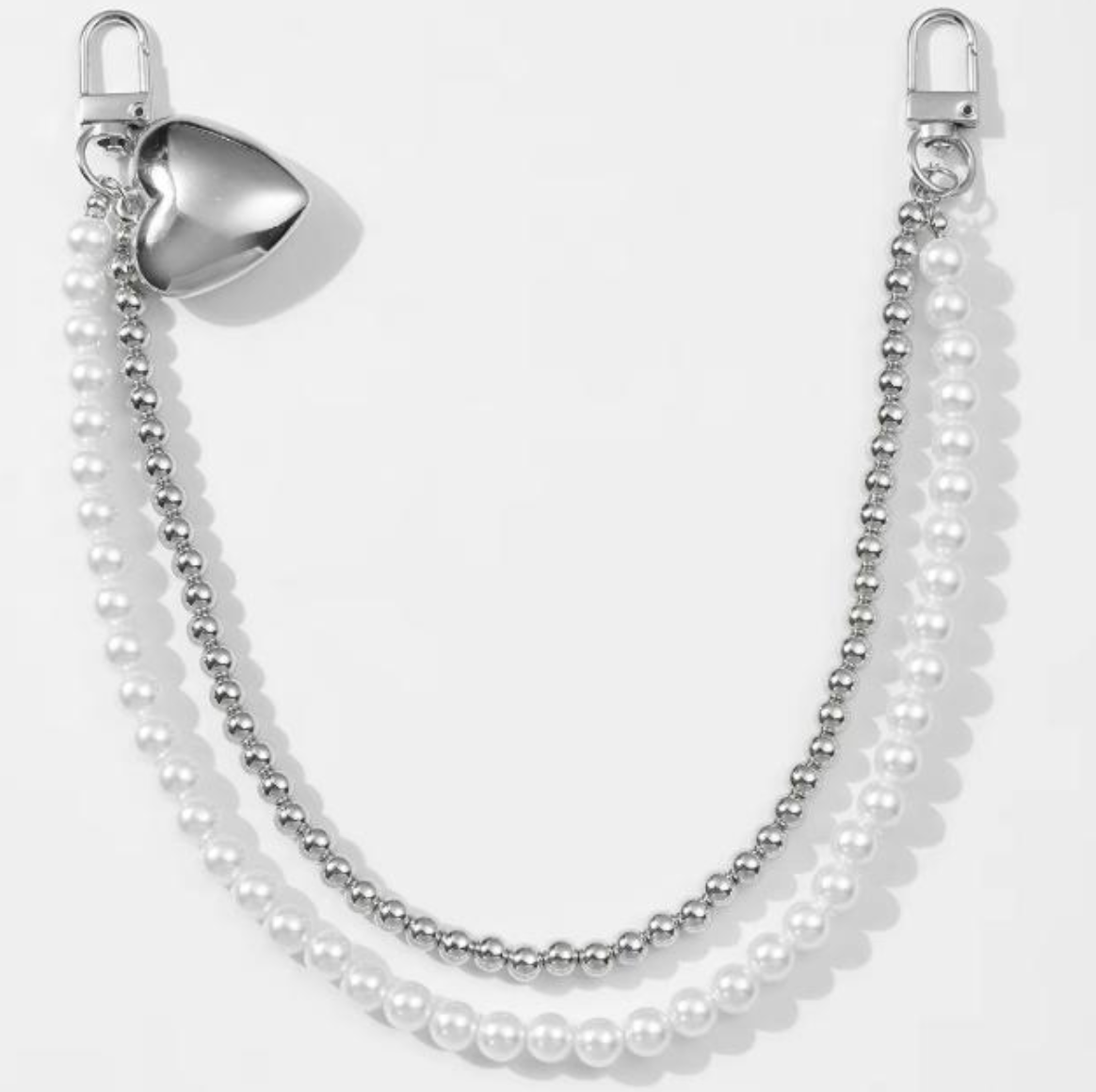 Silver Heart with Pearls and Heart Purse Charm