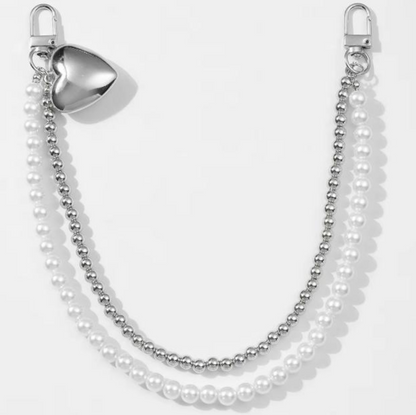 Silver Heart with Pearls and Heart Purse Charm
