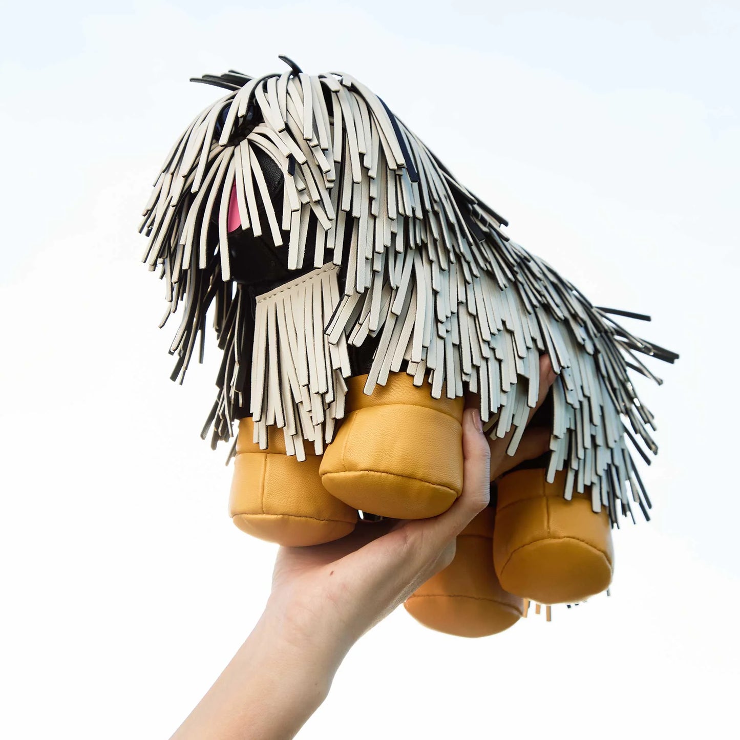 Shaggy Dog White Vegan Leather Crossbody Bag
