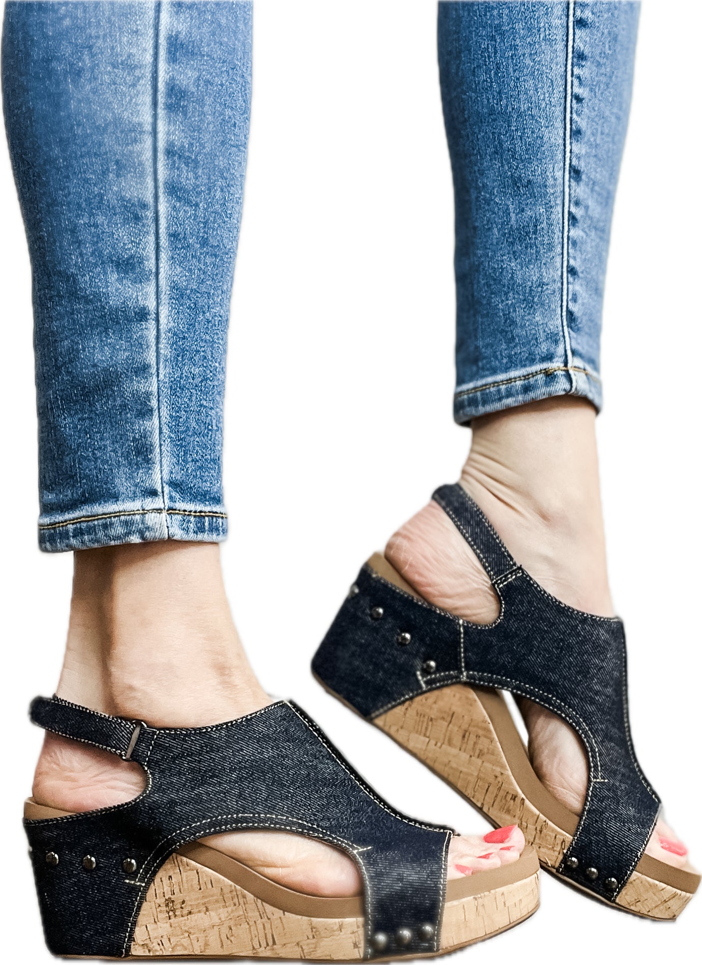 Corkys Carley Wedge Sandals in Denim