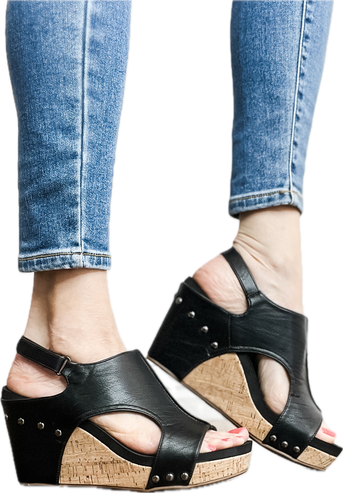 KHADIM Black Wedge Heel Sandal for Women (5300646)
